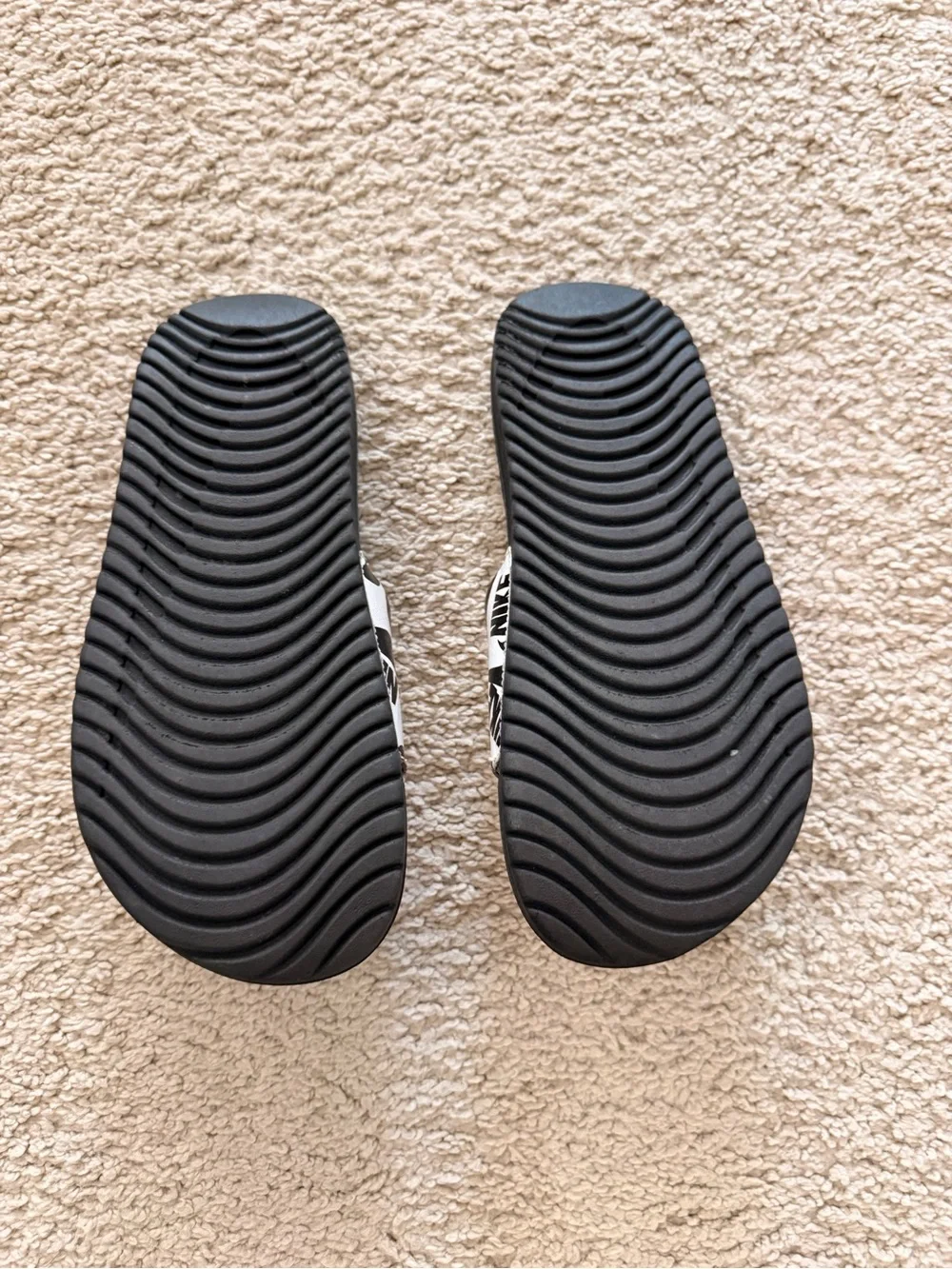 Nike Kids Black Slide Sandals with White Logo Strap